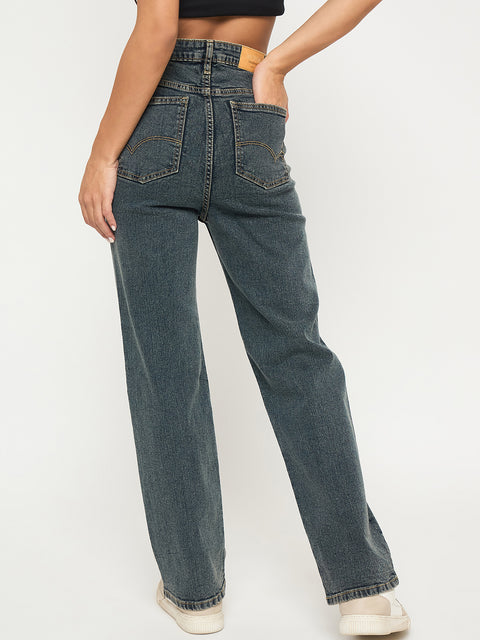 Madame Acid Wash Tinted Yellow Cotton Blend Jeans