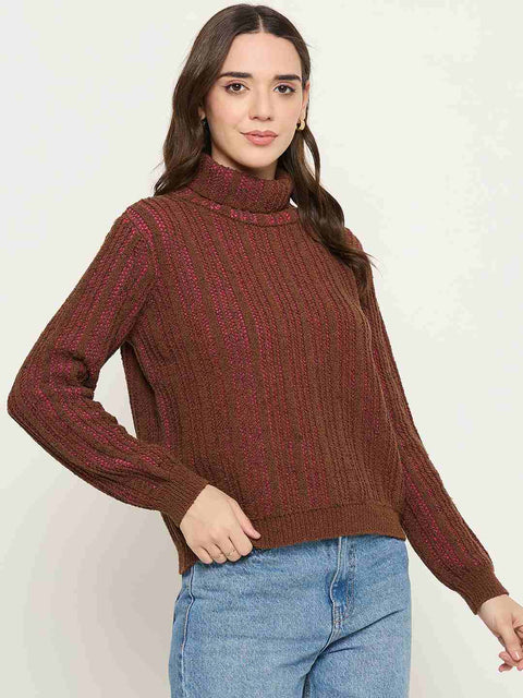 Madame Brown Self Striped Sweater
