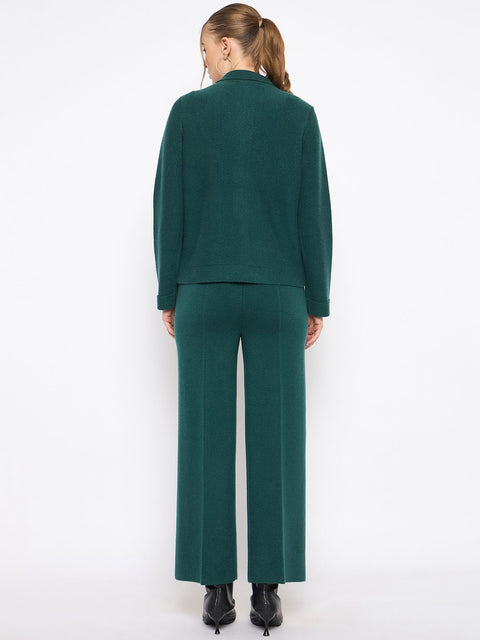 Madame Shirt and Bottoms Green Nylon Blend Co-ord Set