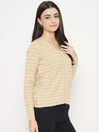 Madame Self Design Beige Cardigan