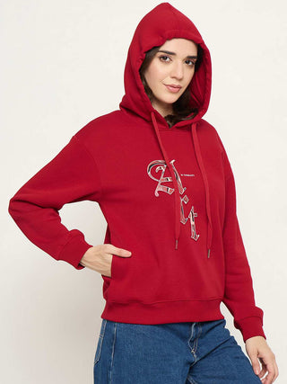 Madame Graphic Print Red Hoodie Sweatshirt