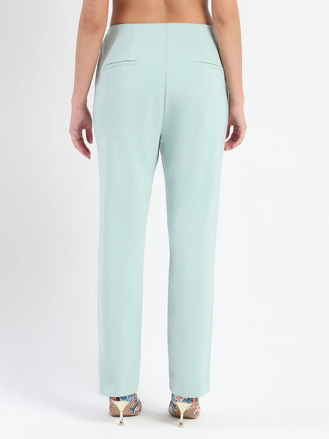 Madame Alex Front Pintuck Detailed Mint Green Trousers