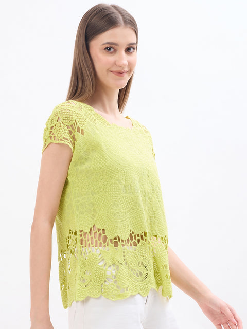 Madame Lace Fabric Lime Green Cotton Top