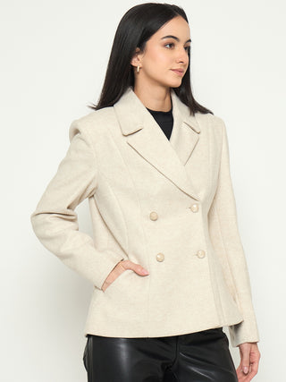 Madame Notch Lapel Beige Coat
