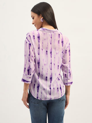 Madame Printed Full Sleeve Purple Shirt