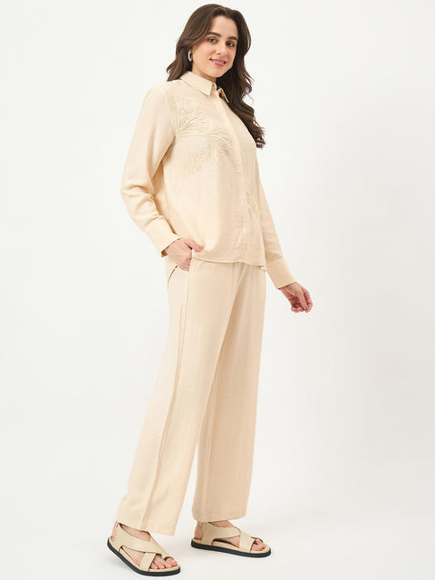 Madame Beige Rayon-Blend Co-ord Top