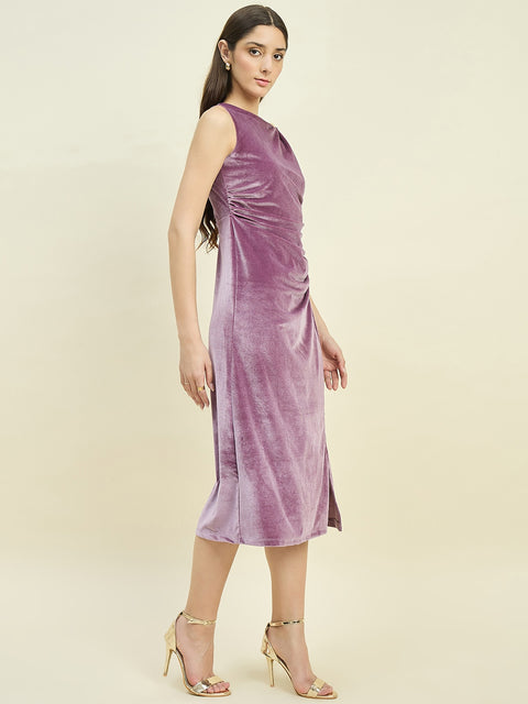 Madame Mauve Draped Bodycon Dress