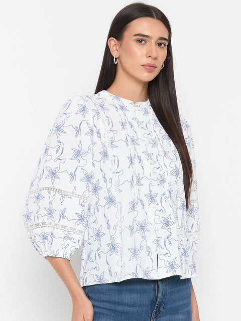 Madame Blue Printed Tunic Top