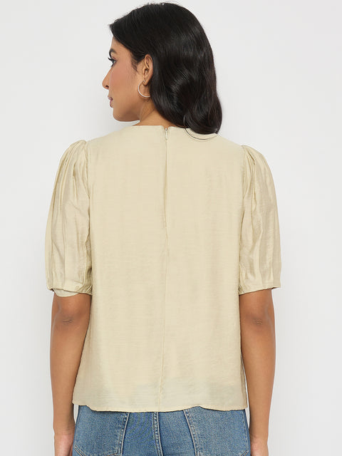 Madame Embellished Rayon Blend Beige Top