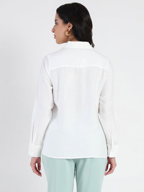 Madame White Rayon Blend Shirt