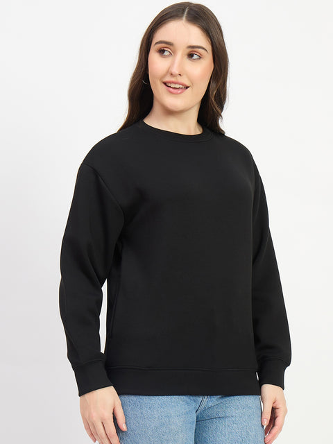Madame Solid Black Sweat-Shirt