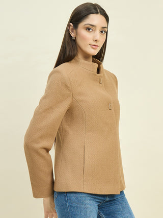 Madame Khaki Mock Neck Coat
