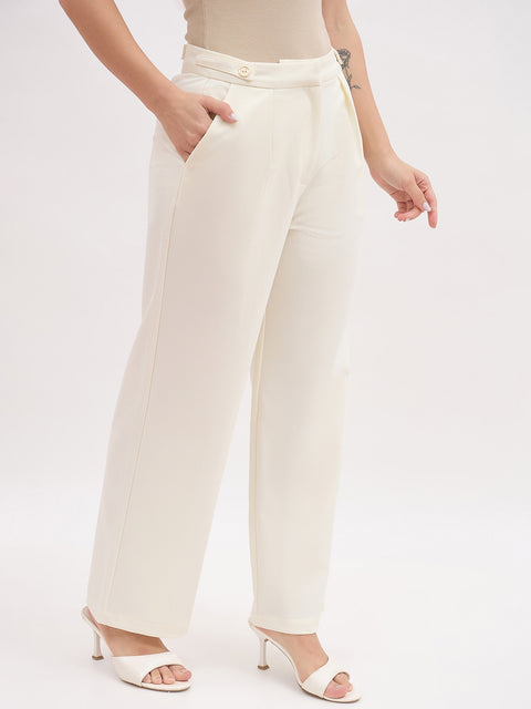 Madame Pleated Beige Korean Trousers