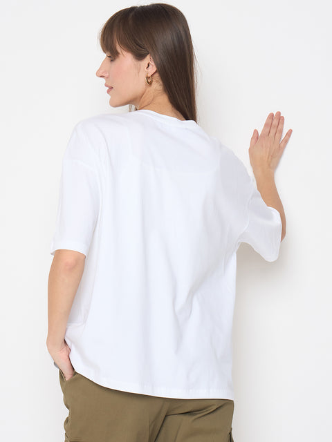 Madame Graphic Print Handwork Detail White Sinker T-shirt