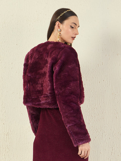 Madame Open Front Full Sleeve Fur Shrug