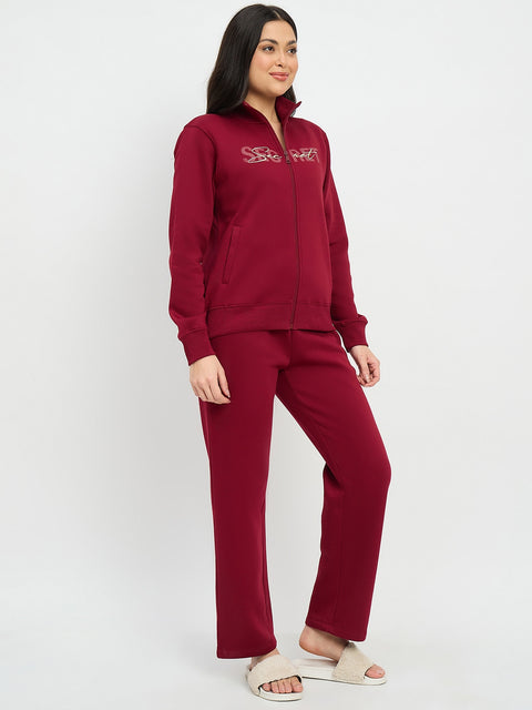 mSECRET Maroon Collared Night Suit