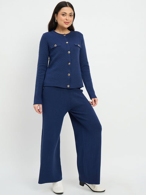 Madame Round Neck Cardigan and Trousers Co-ord Set