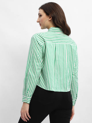 Madame Striped Green Regular Shirt