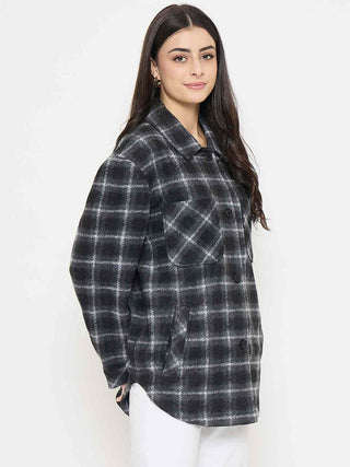 Madame Checkered Black Shacket