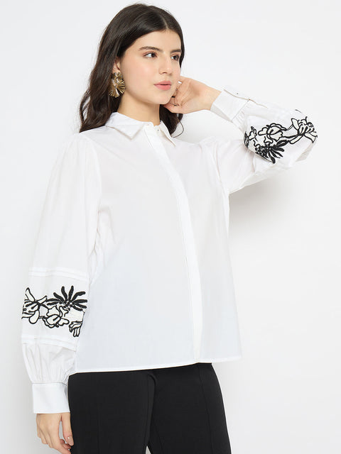 Madame Dori Embroidered White Shirt