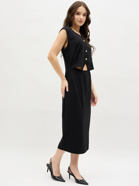 Madame Black Rayon Blend Bodycon Dress