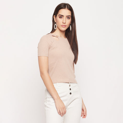 Madame Keyhole Detailed Beige Top