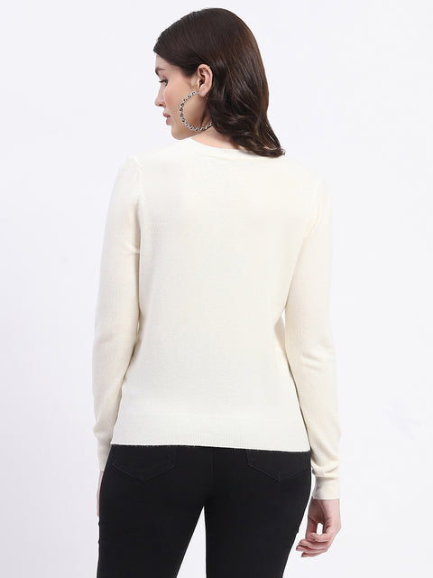 Madame Crew Neck Relaxed Fit Off White Sweater