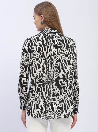 Madame Abstract Print Black Regular Shirt