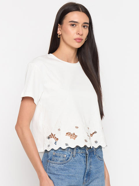 Madame White Puff-Sleeve Cotton Top