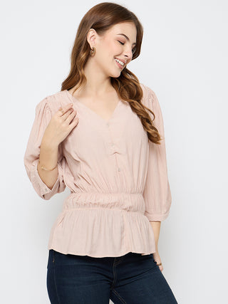 Madame Rayon Blend Pink Peplum Top