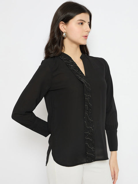 Madame Solid Black Shirt