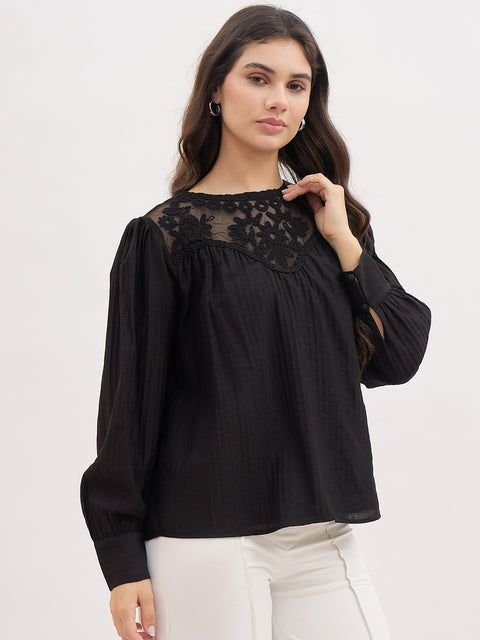 Madame Lace Detailing Rayon Blend Top