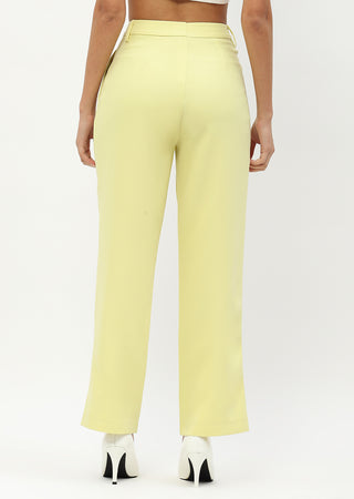 Madame Straight Fit Lime Yellow Trousers