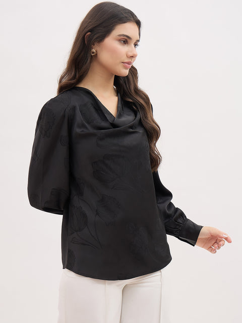 Madame Self Designed Satin Cowl Neck Top