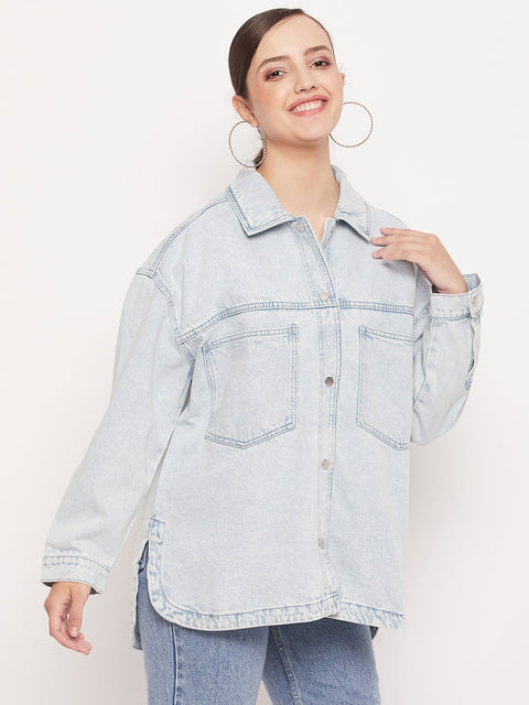 Madame Oversized Ice Blue Denim Jacket