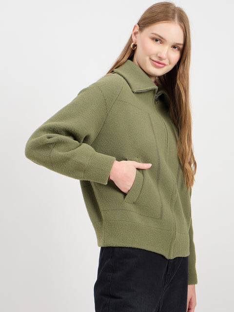 Madame Olive Green Polo Sweater