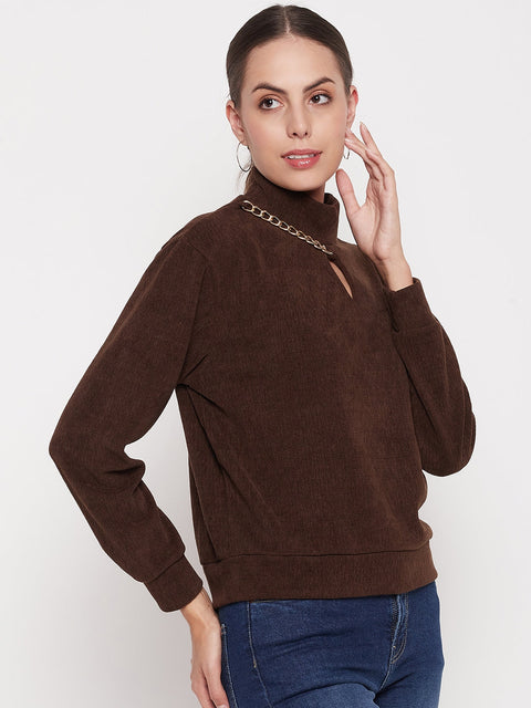 Madame Brown Keyhole Neck Sweater