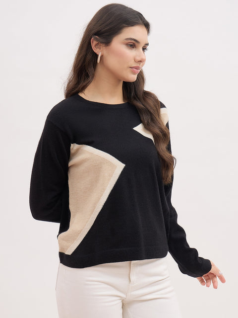 Madame Colourblock Black Knit Top