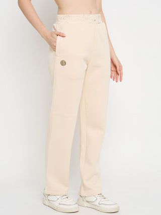 Madame Abstract Print Ivory Tapered Track Bottoms