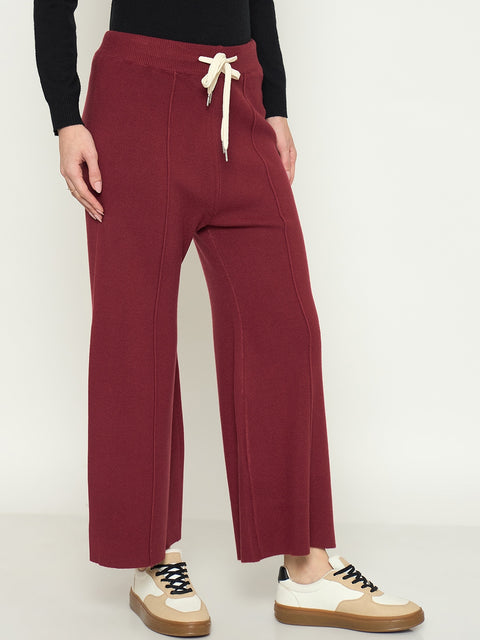 Madame Wine Colour Wide Leg Bottoms