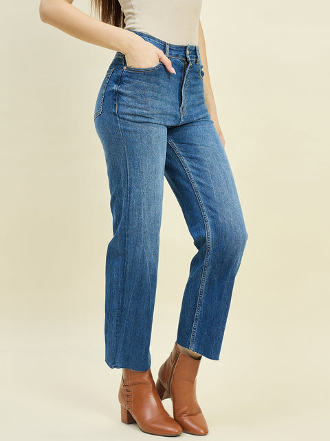 Madame Blue Double Wash Straight Fit Jeans