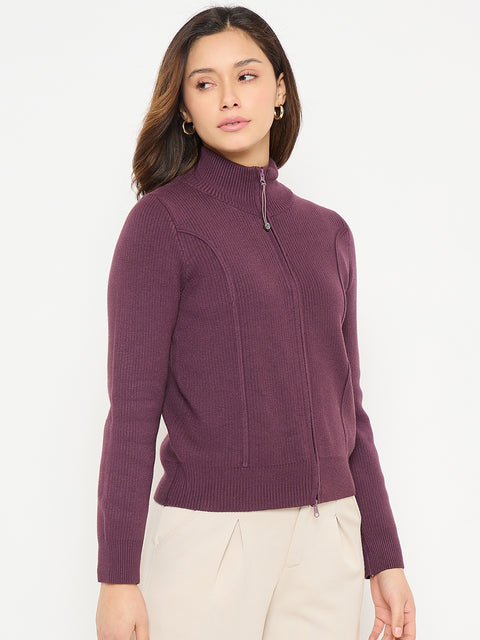Madame Mock Neck Purple Sweater