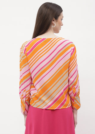 Madame Striped Pink V-Neck Top