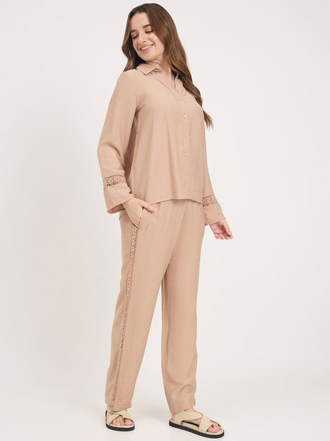Madame Clay Rayon Collared Full Sleeve Co-ord Set
