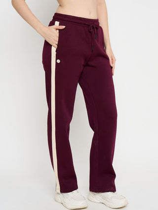 Madame Side Striped Purple Straight Track Bottoms