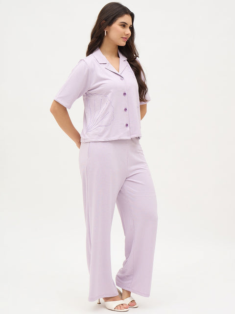 Madame Lilac Rayon Blend Co-ord Set