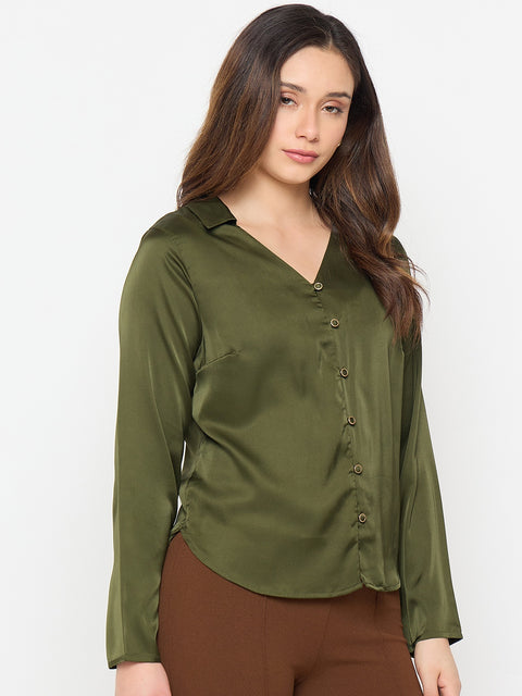 Madame Olive V-Collar Solid Shirt