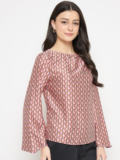 Madame Multi Color Chevron Print Top