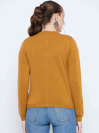 Madame Crew Neck Button Down Mustard Cardigan