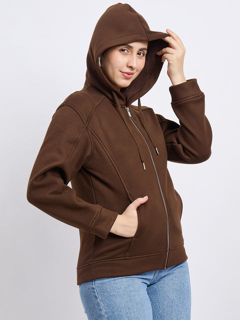 Madame Solid Brown Sweatshirt